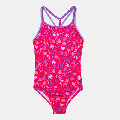 Nike Swim Kids' Fun Forest T-Crossback One-Piece Swimsuit Pink