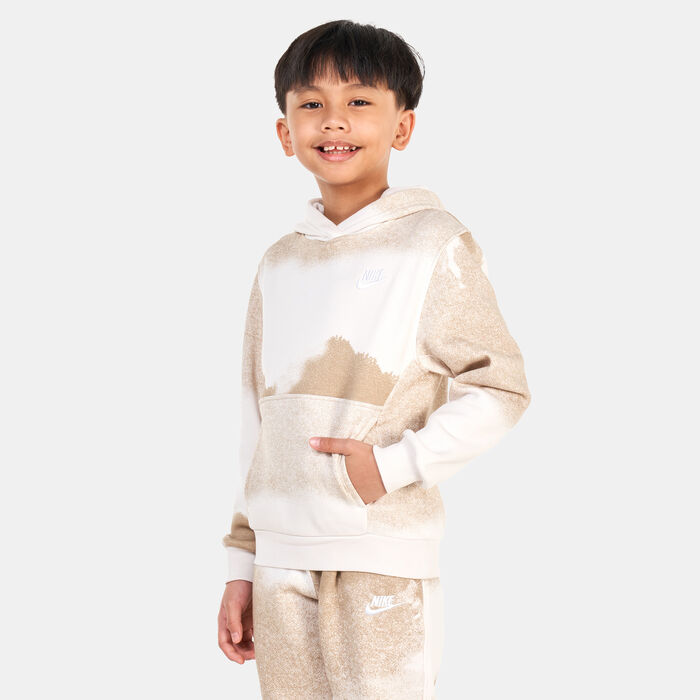 Nike Kids' Club Fleece Washed Allover Print Hoodie Ivory Nike Kids' Club Fleece Washed Allover Print Hoodie Ivory image number 0