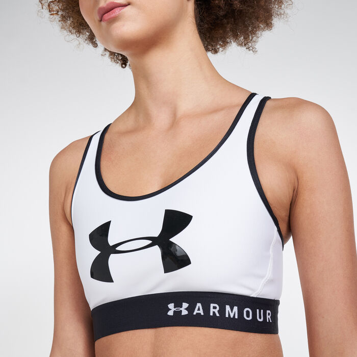 Under Armour Women's Armour Mid Keyhole Graphic Sports Bra White Under Armour Women's Armour Mid Keyhole Graphic Sports Bra White image number 3
