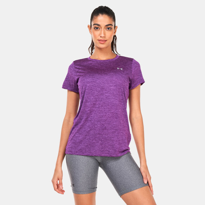 Under Armour Women's UA Tech™ Twist Training T-Shirt Purple Under Armour Women's UA Tech™ Twist Training T-Shirt Purple image number 0