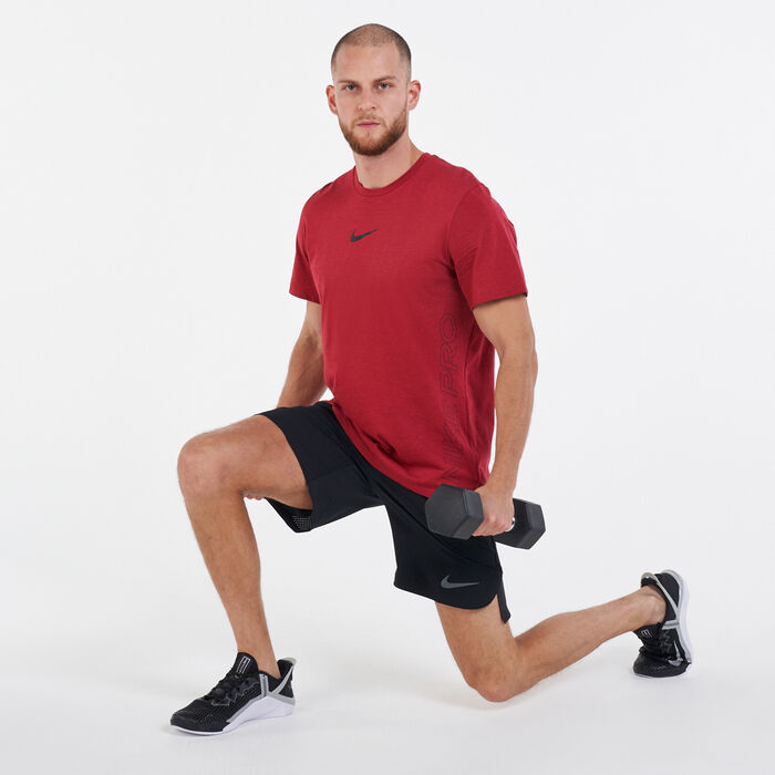 Nike Men's Pro Dri-FIT Burnout T-Shirt Red Nike Men's Pro Dri-FIT Burnout T-Shirt Red image number 2