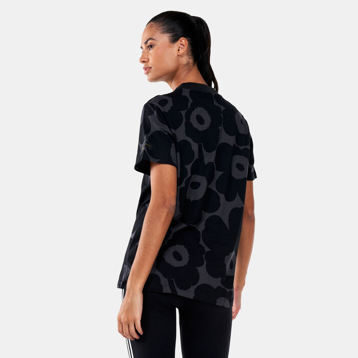 adidas Originals Women's Marimekko Allover Print T-Shirt Black adidas Originals Women's Marimekko Allover Print T-Shirt Black image number 1