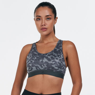 adidas Women's Believe This 2.0 Allover Print Sports Bra Grey