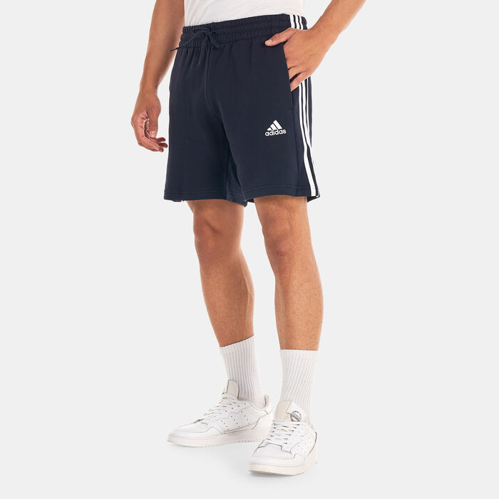 adidas Men's Essentials French Terry 3-Stripes Shorts Blue adidas Men's Essentials French Terry 3-Stripes Shorts Blue image number 0