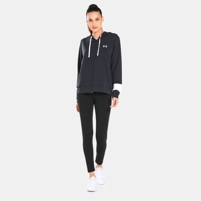 Under Armour Women's UA Rival Terry Colorblock Full-Zip Hoodie Black Under Armour Women's UA Rival Terry Colorblock Full-Zip Hoodie Black image number 2