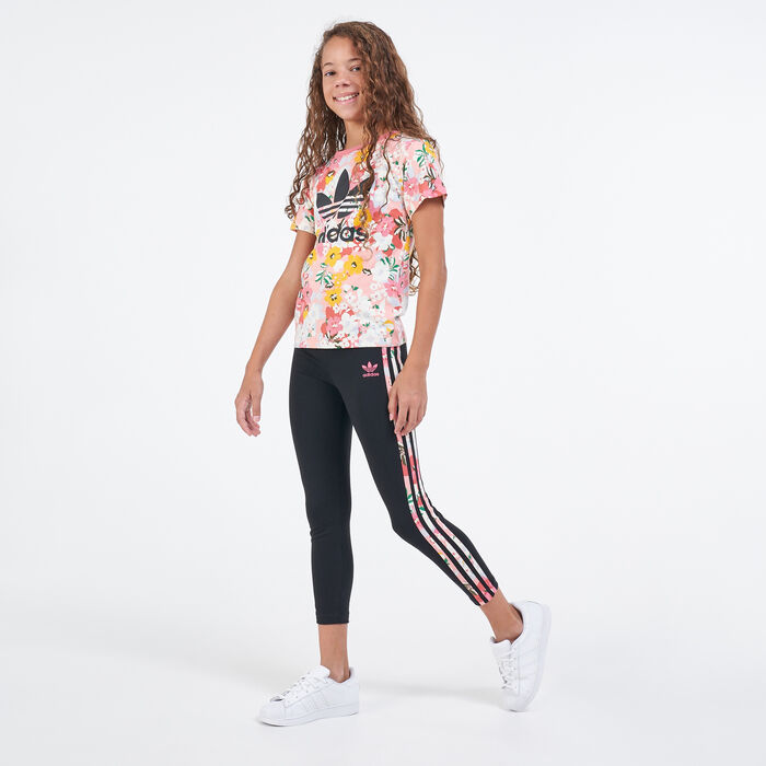 adidas Originals Kids' HER Studio London Floral High-Waisted Leggings (Older Kids) Black image number 2