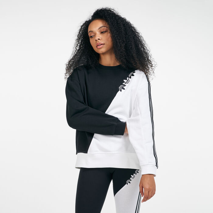 adidas Originals Women's Adicolor Sliced Trefoil Sweatshirt Black adidas Originals Women's Adicolor Sliced Trefoil Sweatshirt Black image number 0