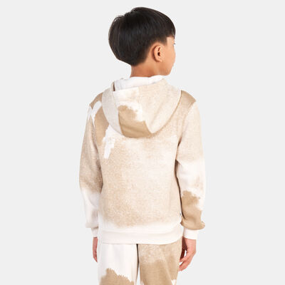 Nike Kids' Club Fleece Washed Allover Print Hoodie Ivory