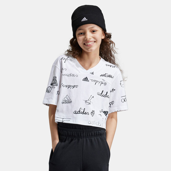 adidas Kids' Brand Love Crop Top White adidas Kids' Brand Love Crop Top White image number 0
