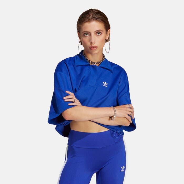 adidas Originals Women's Always Original Polo Shirt Blue adidas Originals Women's Always Original Polo Shirt Blue image number 0