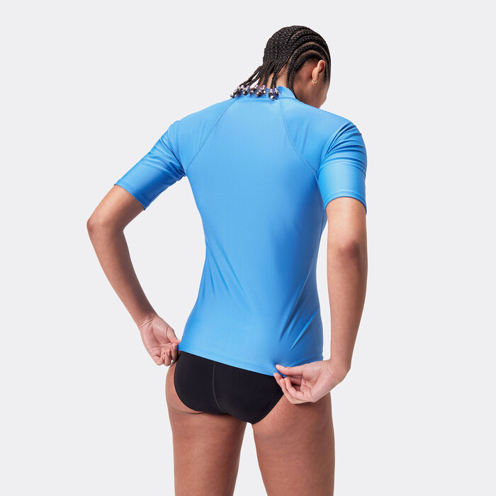 Speedo Women's Logo Swimming Rashguard Blue Speedo Women's Logo Swimming Rashguard Blue image number 1