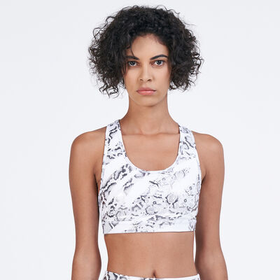 PUMA Women's 4Keeps Graphic Mid Impact Bra White PUMA Women's 4Keeps Graphic Mid Impact Bra White