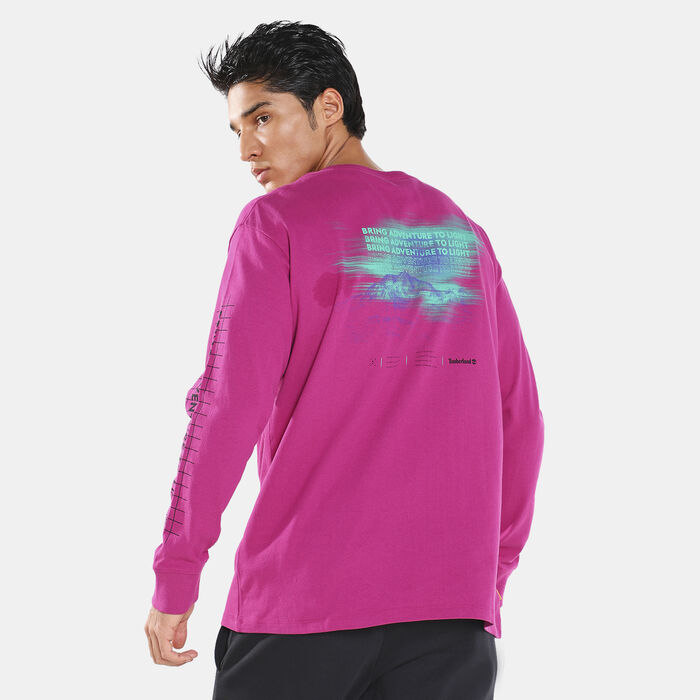 Timberland Men's YC NL Sky Graphic Long Sleeve T-Shirt Pink Timberland Men's YC NL Sky Graphic Long Sleeve T-Shirt Pink image number 1