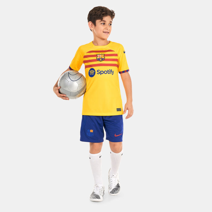 Nike Kids' F.C. Barcelona Dri-FIT Stadium 4th Jersey - 2022/23 yellow Nike Kids' F.C. Barcelona Dri-FIT Stadium 4th Jersey - 2022/23 yellow image number 2