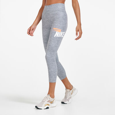 Nike Women's One Cropped Heathered Graphic 7/8 Leggings Grey