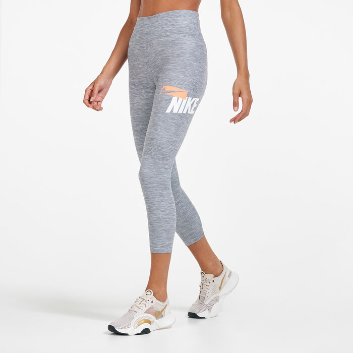 Nike Women's One Cropped Heathered Graphic 7/8 Leggings Grey Nike Women's One Cropped Heathered Graphic 7/8 Leggings Grey image number 0