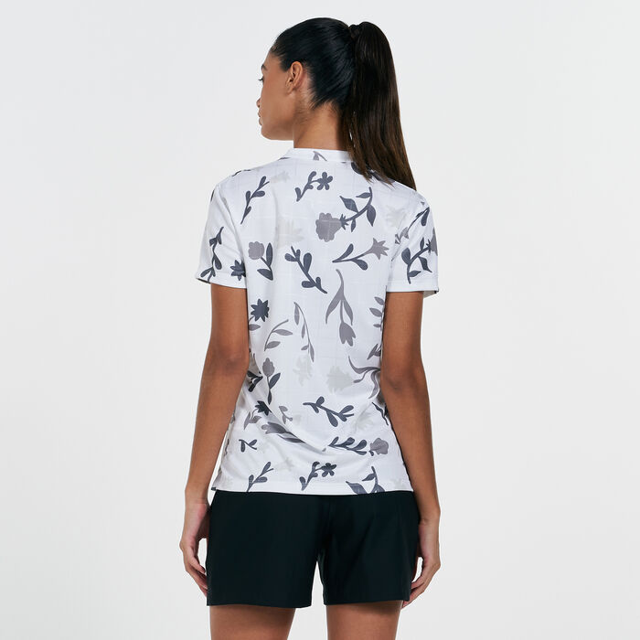 Nike Women's Breathe Floral Print Polo Shirt White Nike Women's Breathe Floral Print Polo Shirt White image number 1