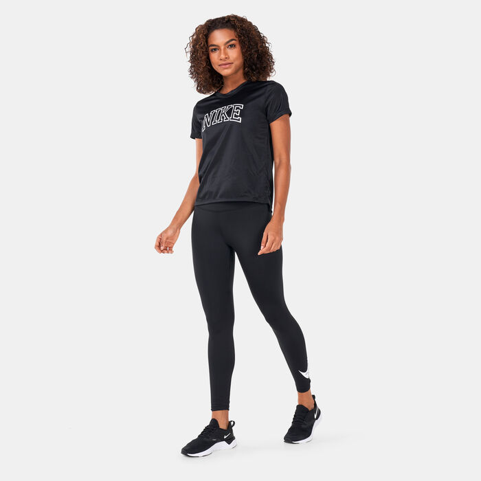 Nike Women's Dri-FIT Swoosh 7/8 Leggings Black image number 2