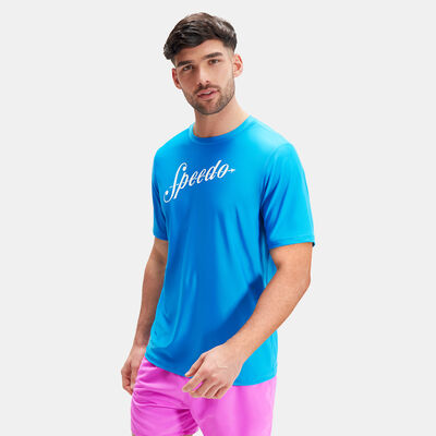 Speedo Men's Printed Swimming T-Shirt Blue