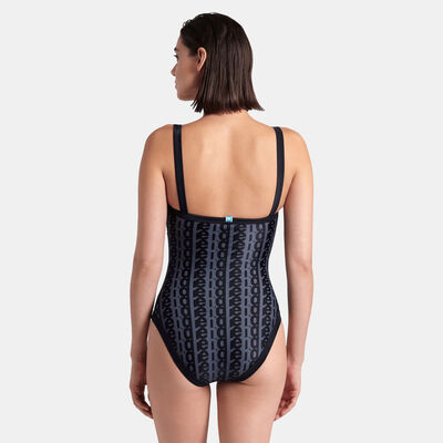 Arena Women's Monogram One-Piece Swimsuit Black