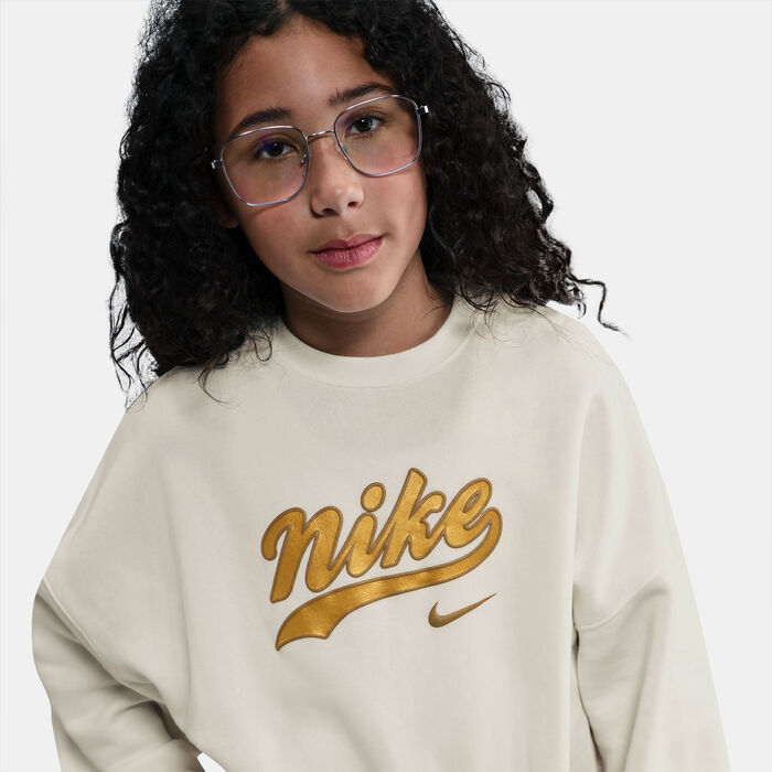 Nike Kids' Sportswear Trend Fleece Cropped Hoodie Ivory image number 3