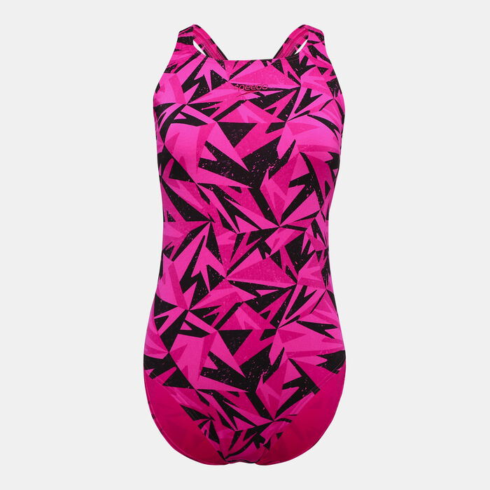 Speedo Women's Hyperboom Allover Print Medalist One-Piece Swimsuit Black Speedo Women's Hyperboom Allover Print Medalist One-Piece Swimsuit Black image number 0