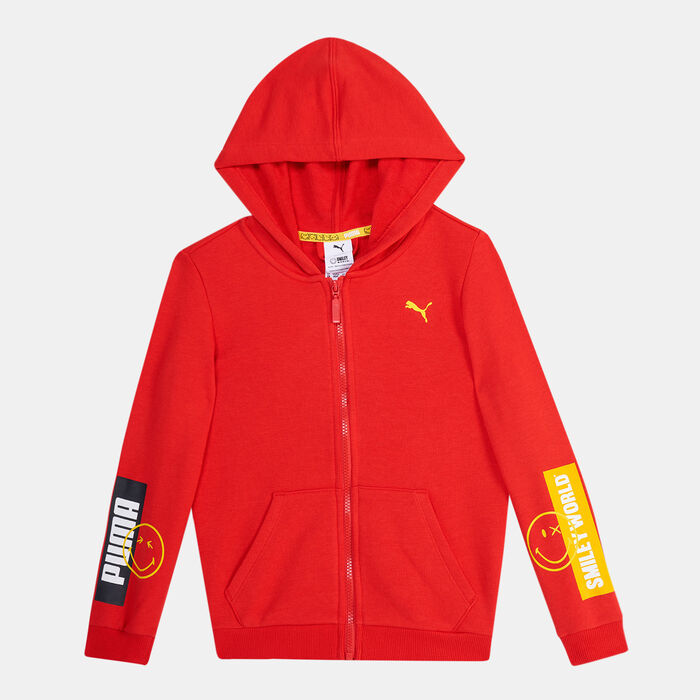 PUMA Kids' SMILEYWORLD Full-Zip Hoodie Red PUMA Kids' SMILEYWORLD Full-Zip Hoodie Red image number 0