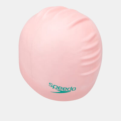 Speedo Kids' Plain Moulded Junior Slogan Swimming Cap Pink