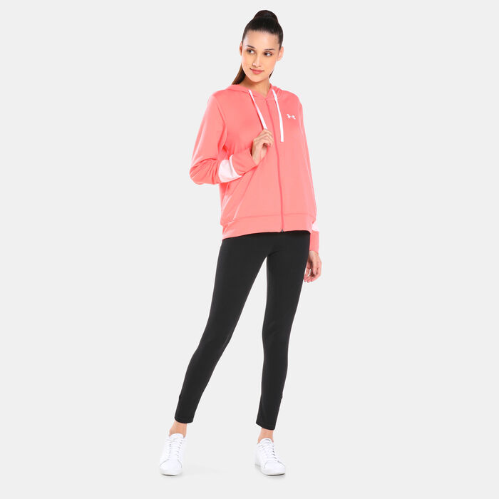 Under Armour Women's UA Rival Terry Colorblock Full-Zip Hoodie Orange Under Armour Women's UA Rival Terry Colorblock Full-Zip Hoodie Orange image number 2