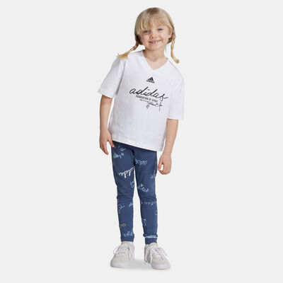 adidas Kids' Brand Love T-Shirt and Leggings Set (Young Kids) White