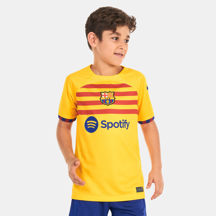 Nike Kids' F.C. Barcelona Dri-FIT Stadium 4th Jersey - 2022/23 yellow Nike Kids' F.C. Barcelona Dri-FIT Stadium 4th Jersey - 2022/23 yellow image number 0