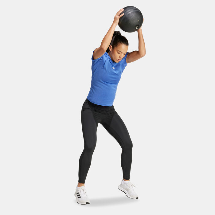 adidas Women's AEROREADY Train Essentials Minimal Branding V-Neck T-Shirt Blue image number 2