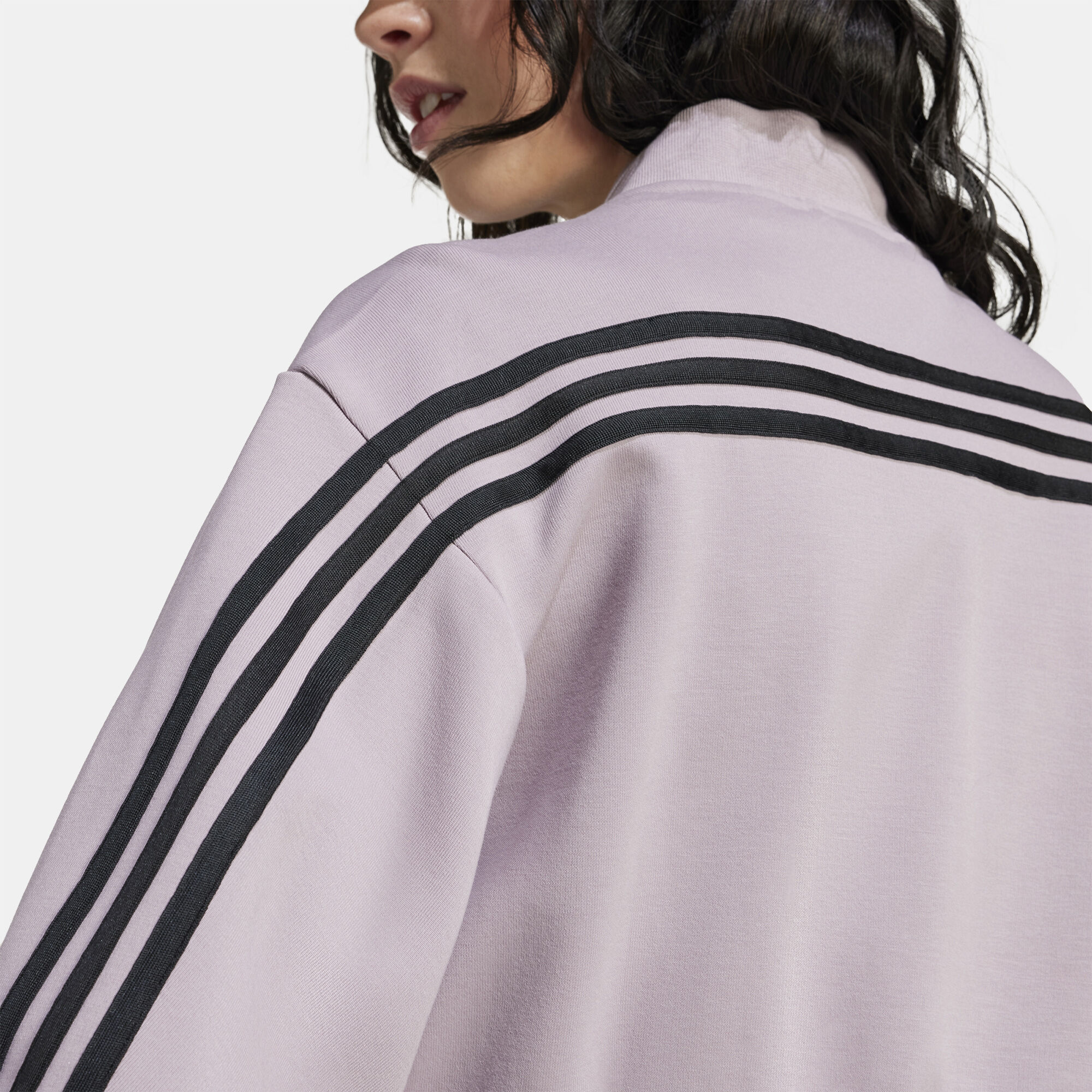 Purple adidas jacket white stripes clearance
