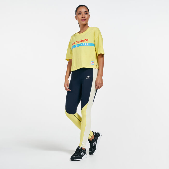 New Balance Women's Athletics Piping Leggings yellow New Balance Women's Athletics Piping Leggings yellow image number 2