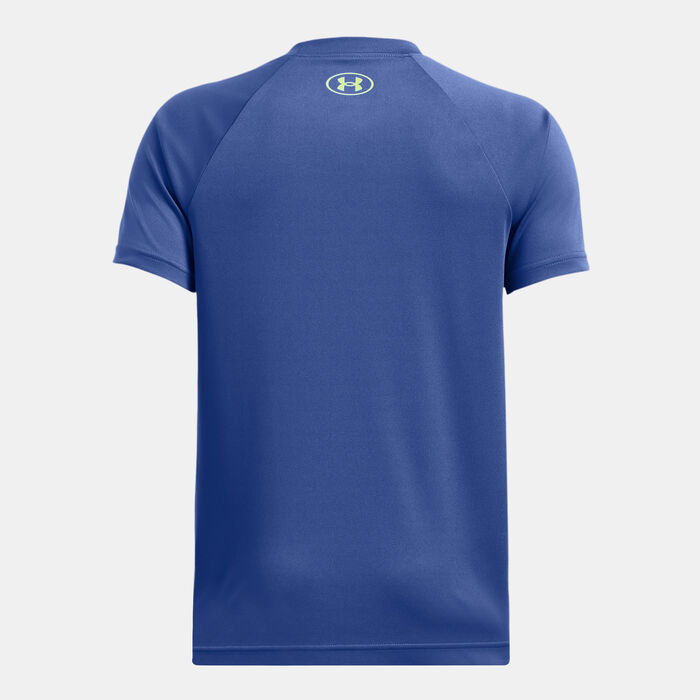 Under Armour Kids' UA Tech Wordmark Logo Training T-Shirt Blue Under Armour Kids' UA Tech Wordmark Logo Training T-Shirt Blue image number 1