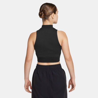 Nike Women's Sportswear Chill Terry 1/2-Zip Crop Top Black Nike Women's Sportswear Chill Terry 1/2-Zip Crop Top Black