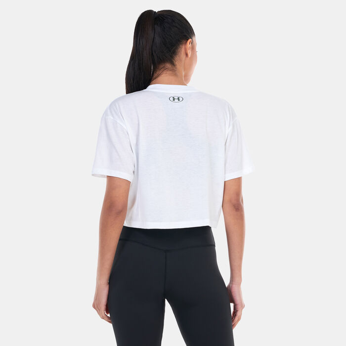 Under Armour Women's UA Collegiate Crest Crop T-Shirt White Under Armour Women's UA Collegiate Crest Crop T-Shirt White image number 1
