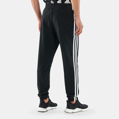 adidas Men's Essentials French Terry Tapered 3-Stripes Pants Black