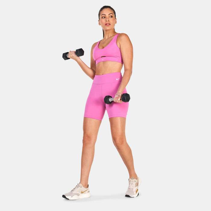 Nike Women's Dri-FIT Indy Plunge Cutout Sports Bra Pink image number 2