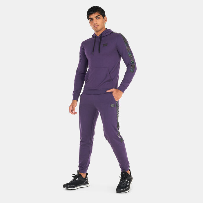 EA7 Emporio Armani Men's Train Logo Series Tape Hoodie Purple EA7 Emporio Armani Men's Train Logo Series Tape Hoodie Purple image number 2