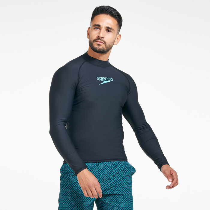 Speedo Men's Delight Long Sleeves Rash Guard Black image number 0