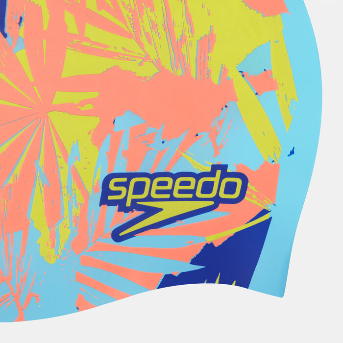 Speedo Kids' Reversible Slogan Swimming Cap Blue Speedo Kids' Reversible Slogan Swimming Cap Blue image number 4