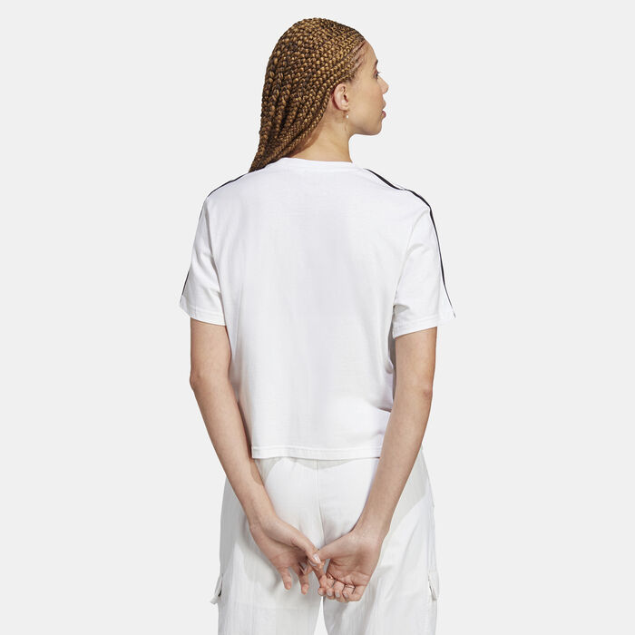 adidas Women's Essentials 3-Stripes Crop Top White adidas Women's Essentials 3-Stripes Crop Top White image number 1