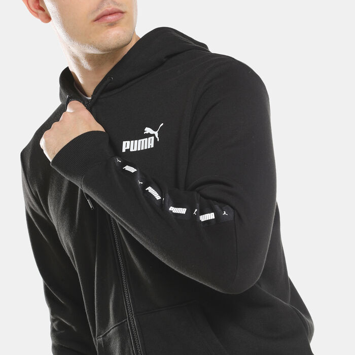 PUMA Men's Essentials+ Full-Zip Hoodie Black PUMA Men's Essentials+ Full-Zip Hoodie Black image number 3