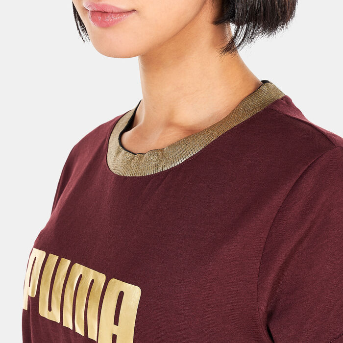 PUMA Women's Deco Glam Training T-Shirt Red PUMA Women's Deco Glam Training T-Shirt Red image number 3