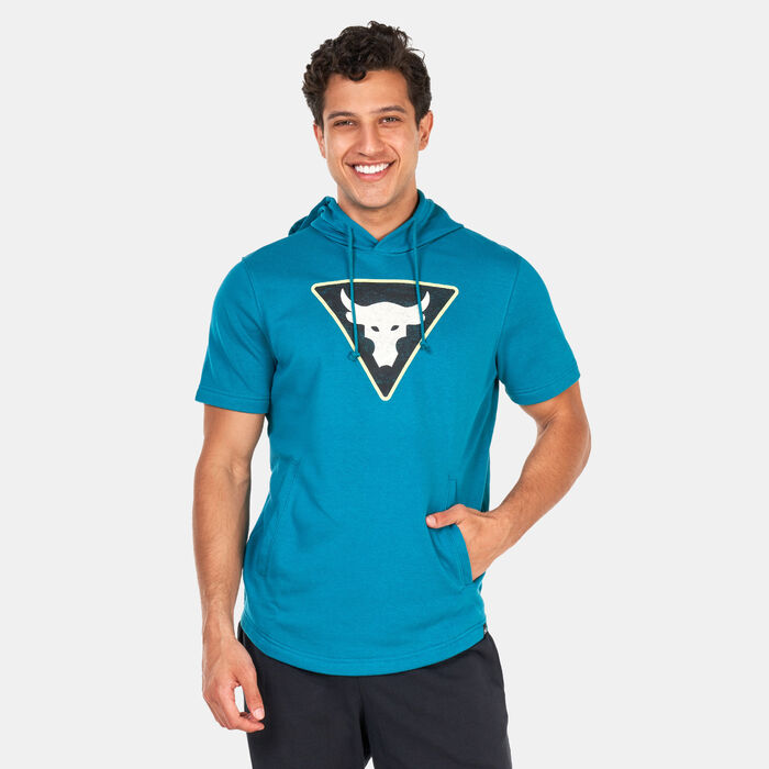 Under Armour Men's Project Rock Terry Short Sleeve Hoodie Green image number 0