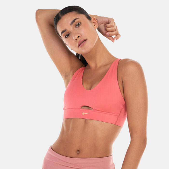 Nike Women's Dri-FIT Indy Plunge Cutout Sports Bra Peach image number 0