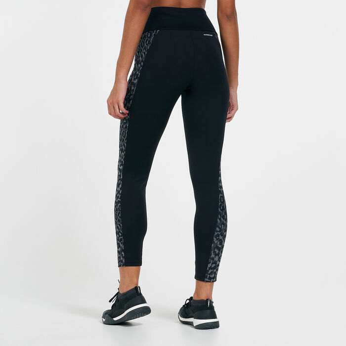 adidas Women's AEROREADY Designed 2 Move Leopard Print Leggings Black adidas Women's AEROREADY Designed 2 Move Leopard Print Leggings Black image number 1