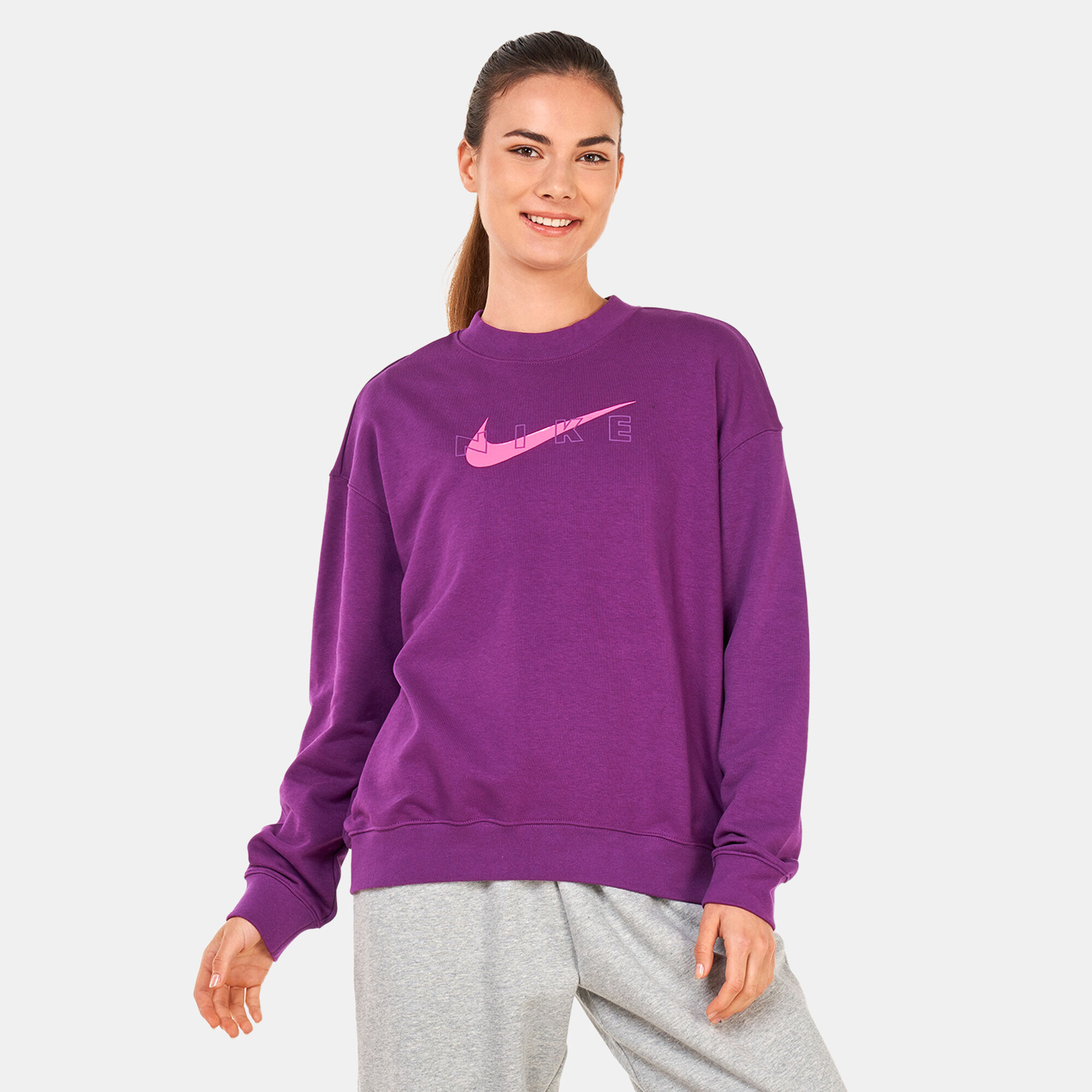 Women s Dri FIT Get Fit Graphic Sweatshirt Purple Nike in Qatar SSS
