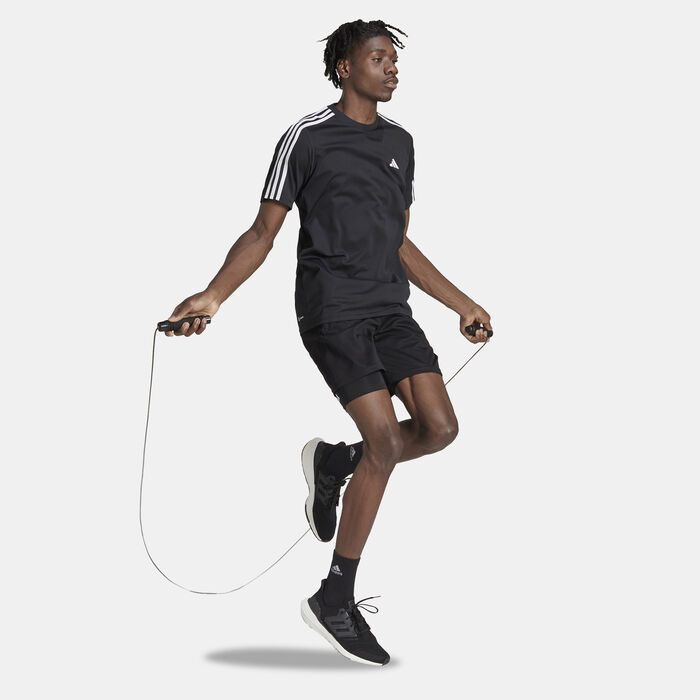 adidas Men's Train Essentials 3-Stripes Training T-Shirt Black image number 2